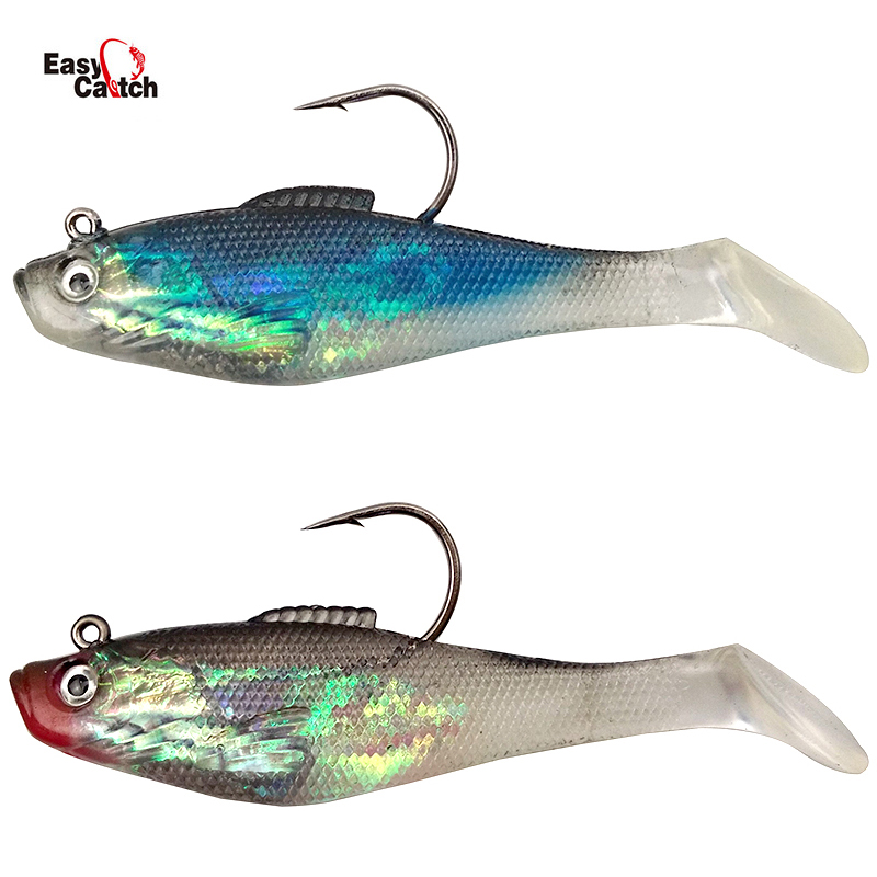 Fishing Hook Size - เหยื่อตกปลา 6 ชิ้น/ถุง พร้อมเบ็ดตกปลา เหยื่อจิ๊กกิ้งแบบนิ่ม ซิลิโคน