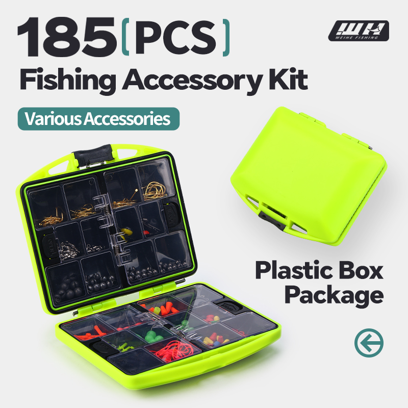 Fishing Hook Box - ชุดอุปกรณ์ตกปลา WEIHE 185 ชิ้น กล่องอุปกรณ์ตกปลา พร้อมตะขอตกปลา