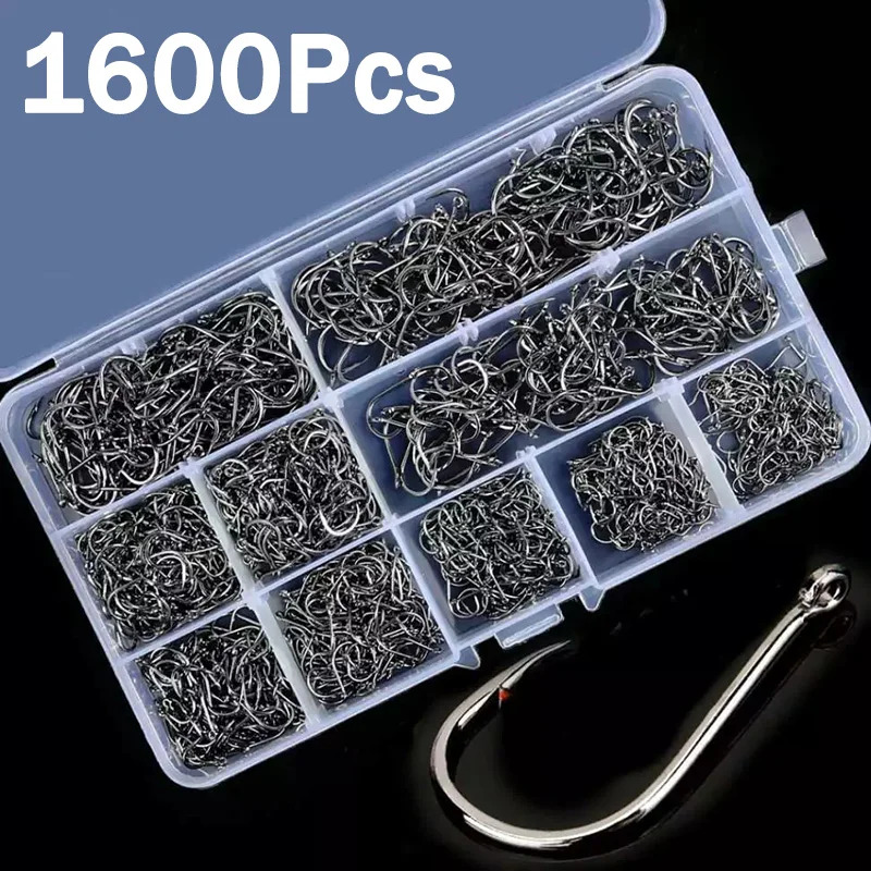 Fishing Hook Assortment - เบ็ดตกปลาเหล็กกล้าคาร์บอน แข็งแรง คม ทนทาน สีเงิน รูปทรงวงกลม