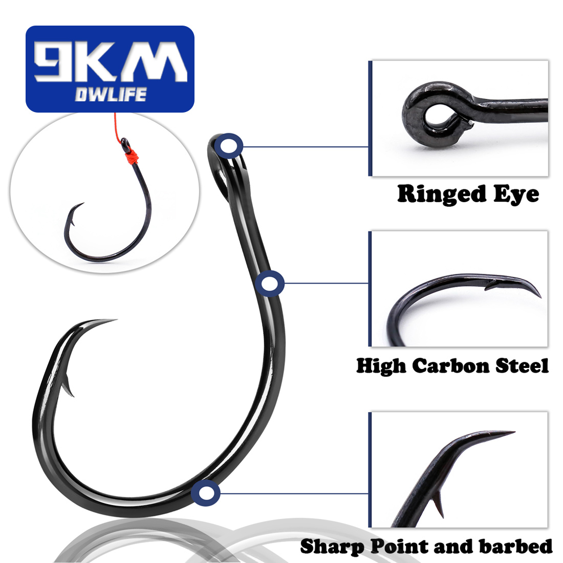 9KM ตะขอวงกลมแบบกว้าง 25-50 ชิ - Fishing Hook Circle บทวิจารณ์และราคา