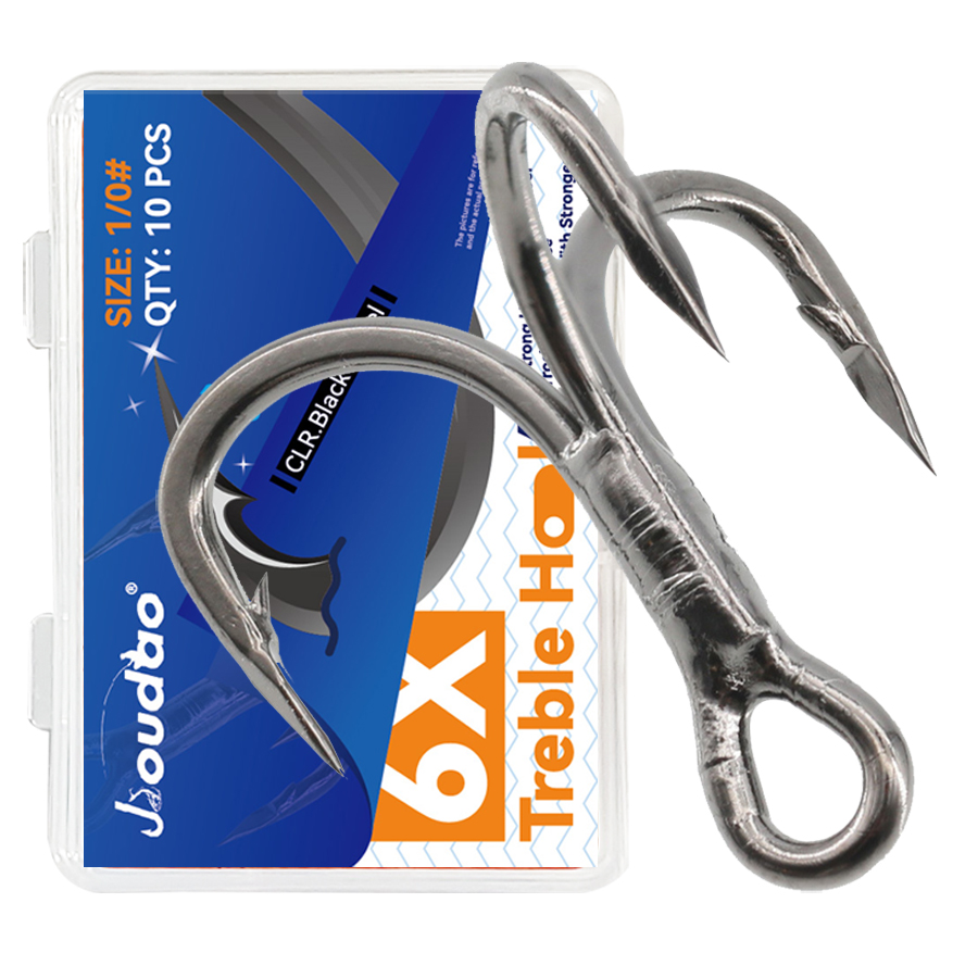 6X ตกปลา TREBLE Hooks สีดํา 10 - Fishing Hook Offset บทวิจารณ์และราคา