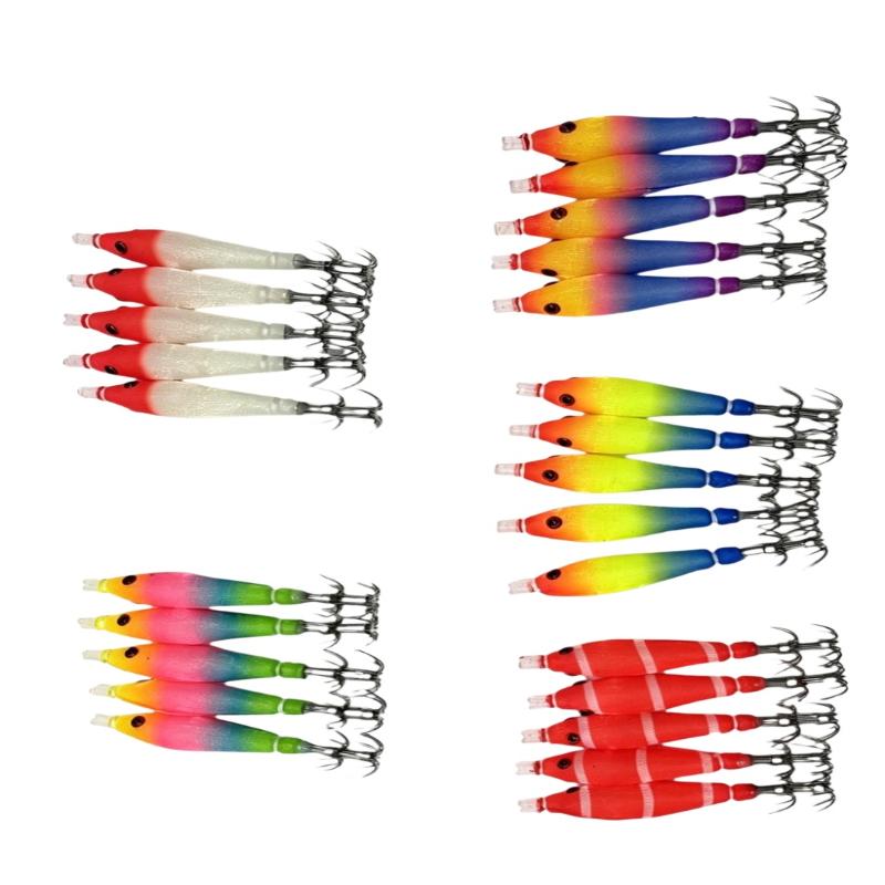 เหยื่อตกปลาหมึกเรืองแสง 5 ชิ้น - Fishing Hook Jig บทวิจารณ์และราคา