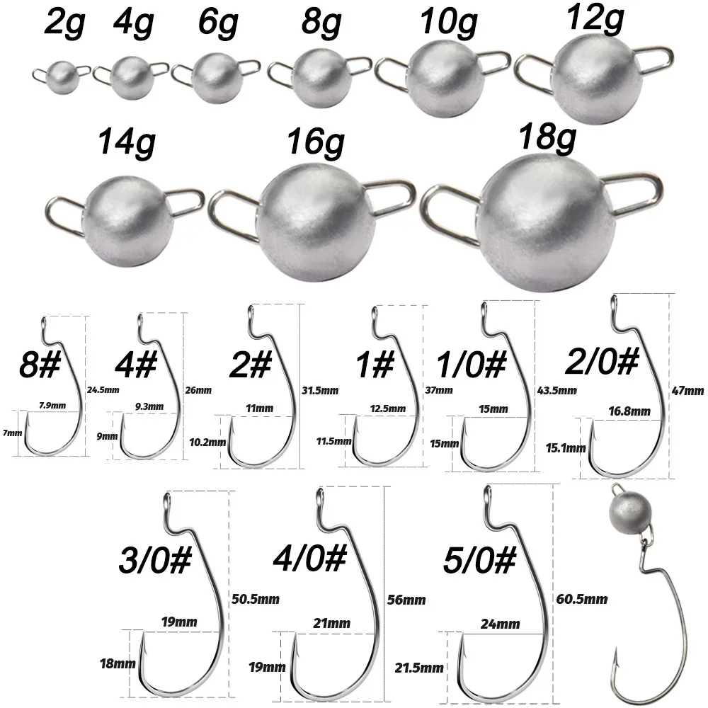 5pcs โลหะ JIG HEAD หนอนตะขอ 2g - Fishing Hook Offset บทวิจารณ์และราคา